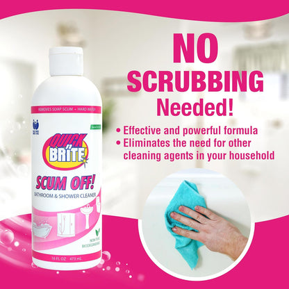 Quick 'n Brite Scum Off Shower Cleaner - No Scrub, No Harsh Chemical Daily Shower Cleaner, Multi-Surface All-Purpose Cleaner 64 Oz (Packaging May Vary)