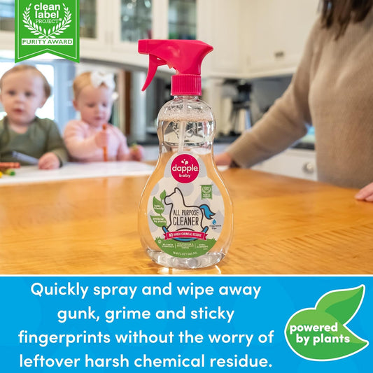 Dapple Baby All Purpose Cleaning Spray and All Purpose Wipes - (2 Pack) 16.9 fl oz Bottle - 30 Cleaning Wipes Total - Fragrance-Free, Hypoallergenic & Plant-Powered - Baby Essentials