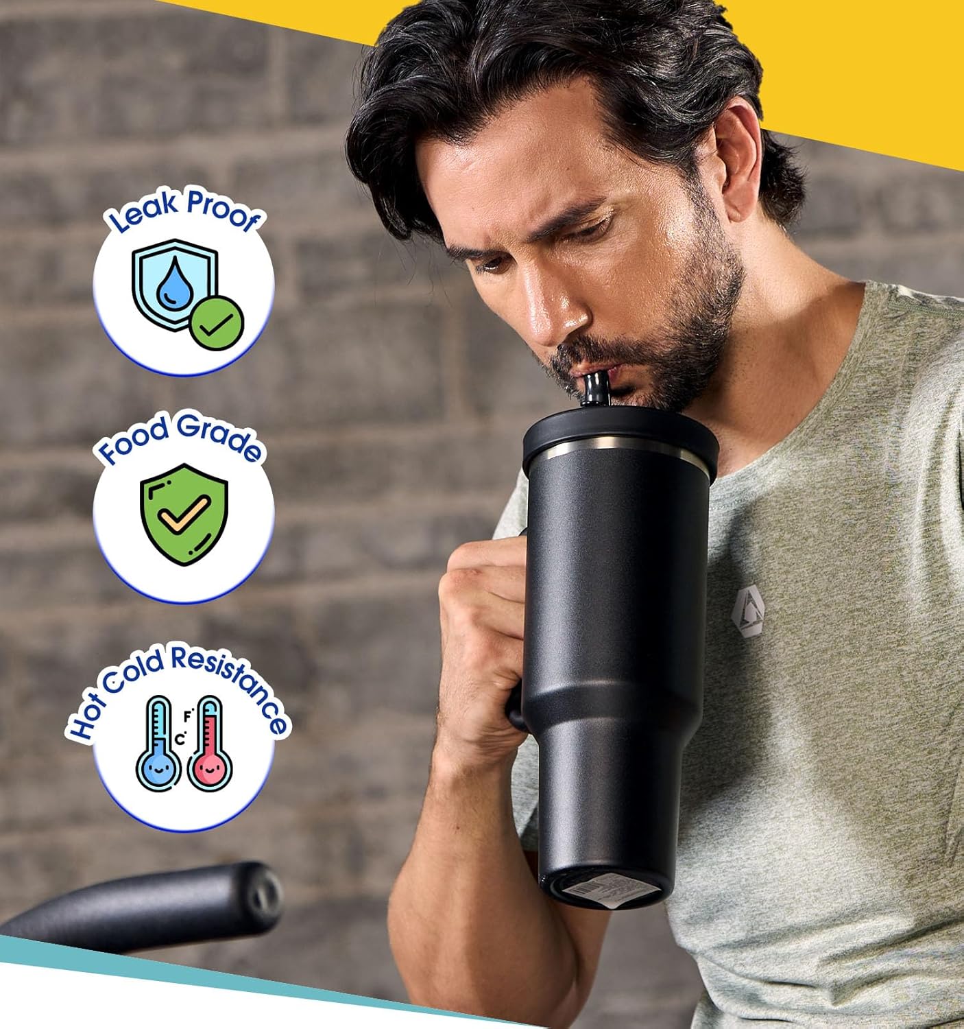 40 Oz Tumbler Flip Straw Lid Compatible with Stanley Quencher Cup, Anti Spill Replacement Cup Covers, Durable Silicone Leak Proof Lids with Cleaning Brush Set for Travel Storage