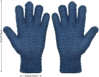 Patelai 2 Pairs Microfiber Gloves for plants Dusting Cleaning Glove Mittens House Cars Blinds Dusting(Blue, Grass Green,Large)
