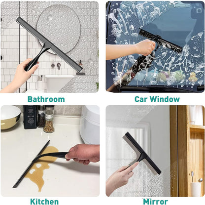 Shower Squeegee for Glass Doors,12-Inch Shower Glass Squeegee, Sliver Shower Squeegee for Shower Doors,Mirror,Windows, with Shower Door Hook and Adhesive Hook
