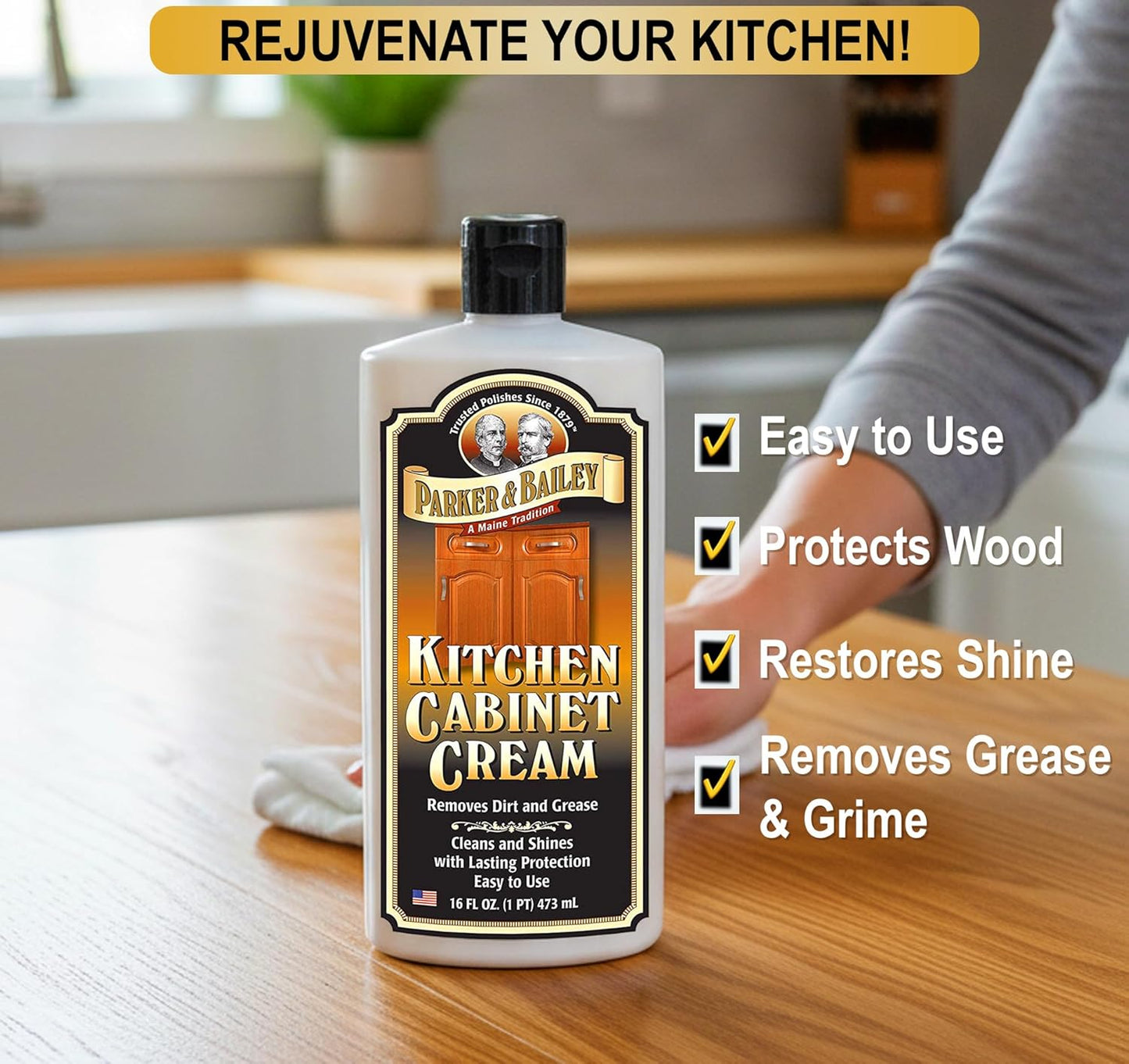 Parker and Bailey Kitchen Cabinet Cream-Wood Cleaner-Grease Remover 16 oz (1)