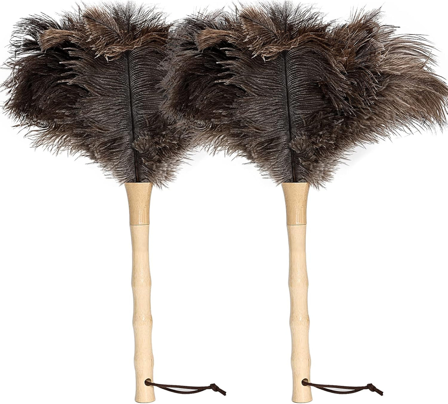 Retractable Ostrich Feather Duster for Cleaning, Fluffy and Natural Feather Duster with Retractable Handle， Reusable Eco-Friendly Handheld Cleaning Supplies (15 inch)