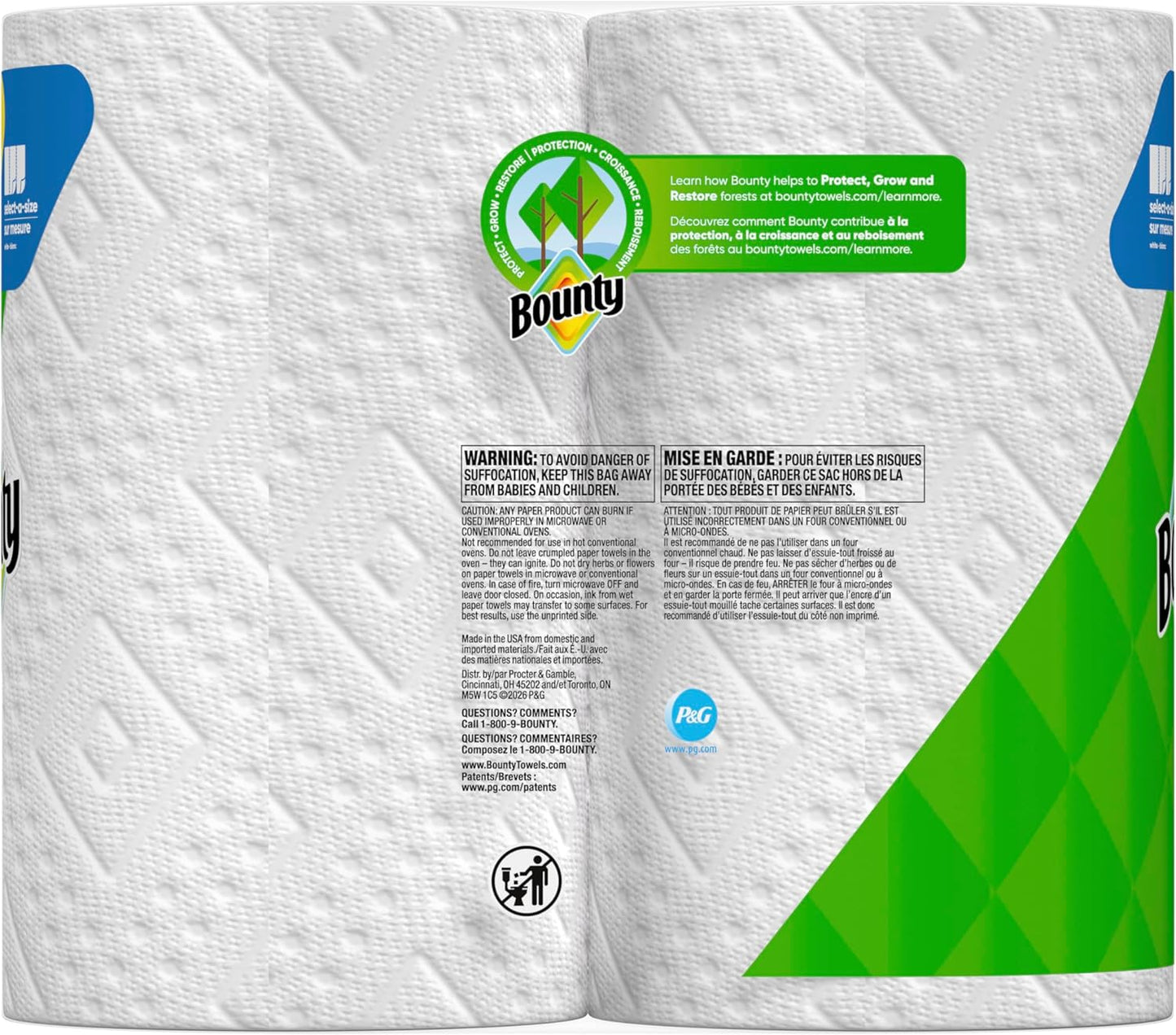 Bounty Quick Size Paper Towels, White, 8 Family Rolls