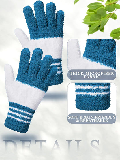 Patelai 3 Pairs Microfiber Plant Dusting Gloves Leaf Cleaning Gloves for Indoor Plants, Blinds, Furniture, House (Green Yellow,Blue,Pink,Medium)