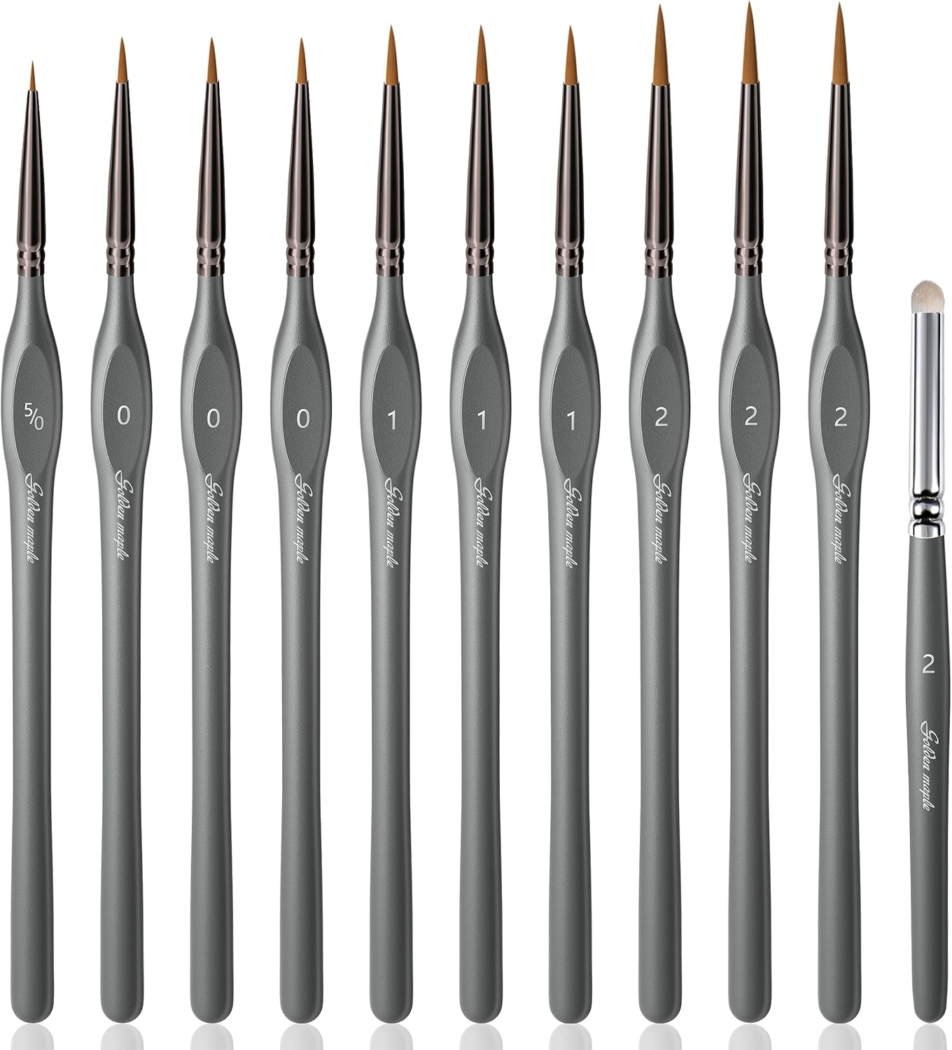 Golden Maple Detail Paint Brushes Set 10pcs Miniature Brushes for Fine Detailing & Art Painting - Acrylic, Watercolor, Oil, Models