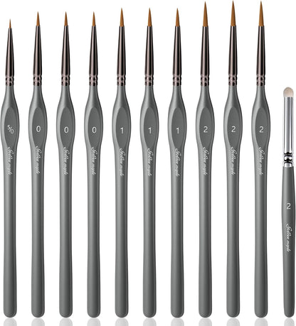 Golden Maple Detail Paint Brushes Set 10pcs Miniature Brushes for Fine Detailing & Art Painting - Acrylic, Watercolor, Oil, Models
