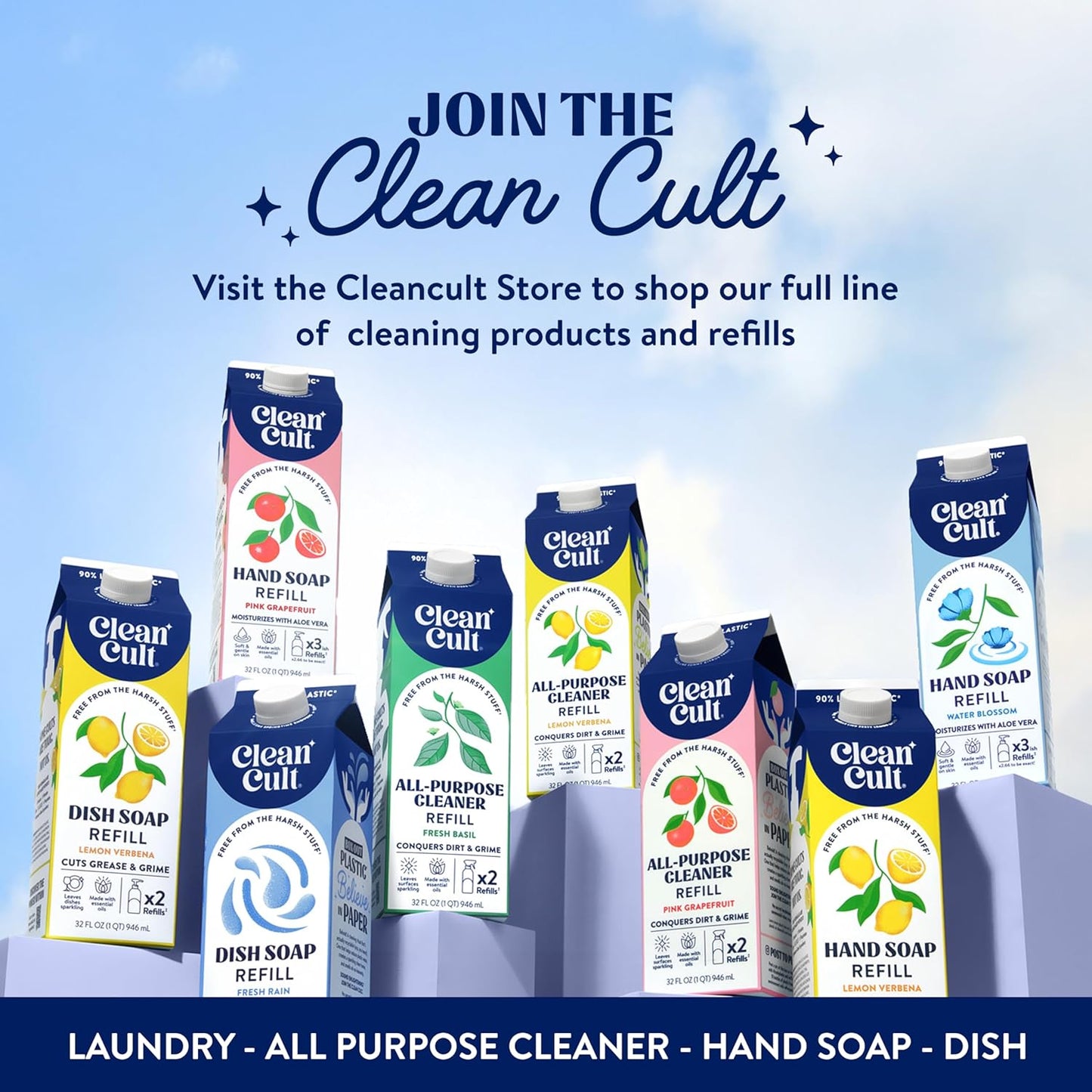 Cleancult - Lemon Verbena - Liquid Dish Soap - Refillable Aluminum Bottle - Dish Soap that Cuts Grease & Grime - 16 oz - 1 Pack