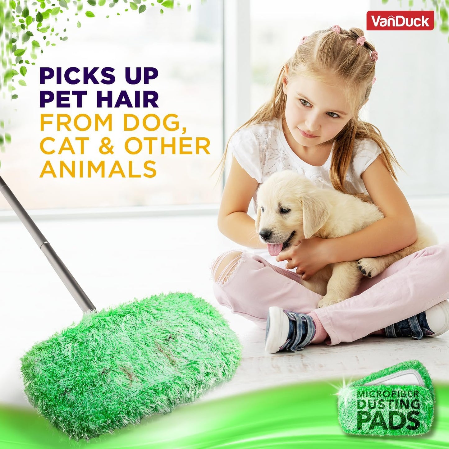 VanDuck Reusable Mop Pads Compatible with Swiffer Sweeper (4-Pack) - Washable Microfiber Mop Pads for Wet & Dry Use - All Purpose Floor Mopping and Cleaning Product