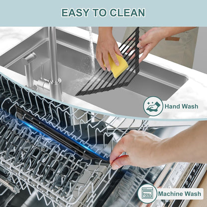 MERRYBOX Triangle Roll Up Dish Drying Rack Over The Sink, 2025 Anti-Rust Sink Drying Rack with Full Silicone Wrapped for Top of Corner, Anti-Slip Organizer for Kitchen