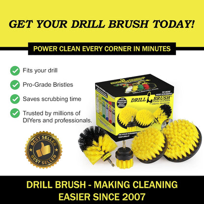 Nylon Drill Brush Attachment Set for Bathroom Cleaning - Power Scrubber Brush Kit for Bathtub, Shower, Tile, and Grout - All-Purpose Household Cleaning Brushes for Drill - Electric Grout Cleaner Kit