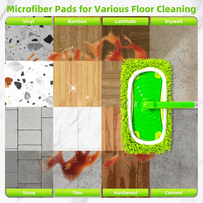 Reusable Mop Pads Compatible with Swiffer Sweeper Mop, Microfiber Dry Sweeping Cloths & Machine Washable Wet Pads Refill for Use on All Sealed Floors - Stone, Hardwood, Laminate & Tile (6 Blue)