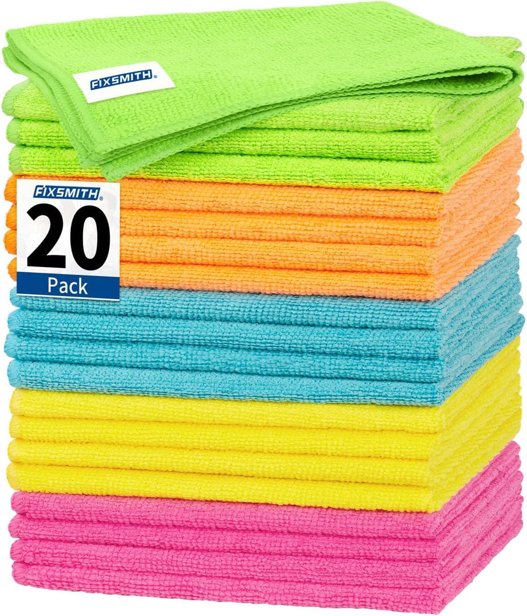 FIXSMITH Microfiber Cleaning Cloth - Pack of 8, Size: 12 x 16 in, Multi-Functional Cleaning Towels, Highly Absorbent Cleaning Rags, Lint-Free, Streak-Free Cleaning Cloths for Car Kitchen Home