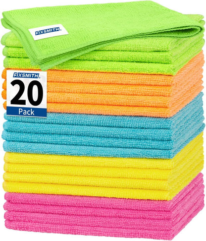 FIXSMITH Microfiber Cleaning Cloth - Pack of 8, Size: 12 x 16 in, Multi-Functional Cleaning Towels, Highly Absorbent Cleaning Rags, Lint-Free, Streak-Free Cleaning Cloths for Car Kitchen Home