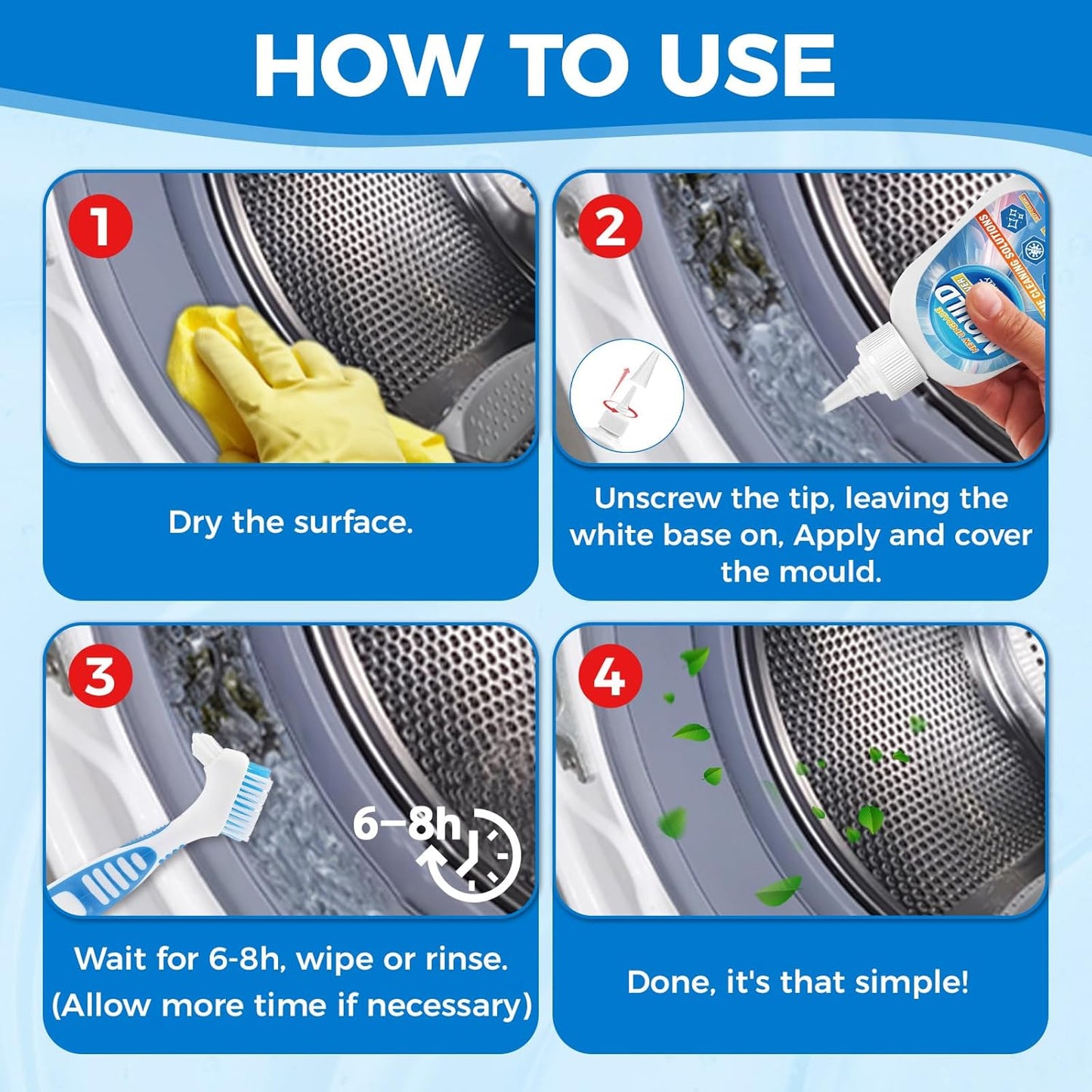 Mold Stain Remover Gel, Heavy Duty Washing Machine Cleaner, Multifunctional Stain Remover, Use on Home Sink,Toilet, Washing Machine, Seal Bathroom, Tile Grout Stains (8 Fl oz)