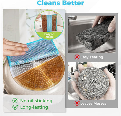 AIDEA Non Scratch Wire Dishcloth 24PK, Wire Dishwashing Rag for Wet and Dry, Dish Cloths for Washing Dishes, Cleaning Pads Steel Scrubber for Cookware, Sinks, Dishes, Stove Tops, 7"×8"