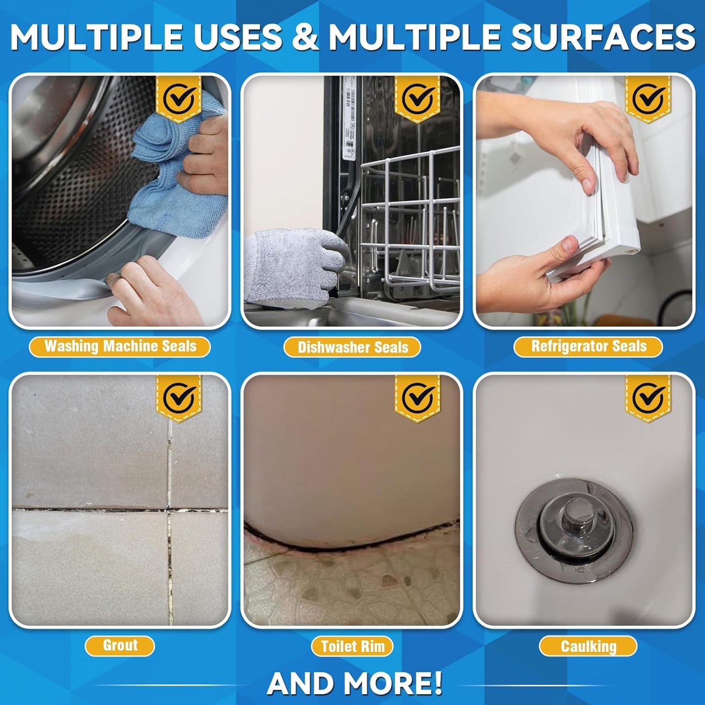 Mold Stain Cleaner, 8 Floz Washing Machine Cleaner Gel with Brush, Household All-Purpose Cleaner Highly Effective in Penetrating for Grout, Fridge, Bathroom, Shower, Front Load Washer, Tile Bathtub