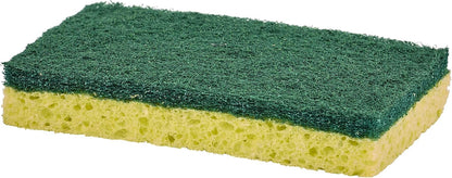 Non-Scratch Cellulose Sponge Kitchen Scrub Sponge with Scouring Pad Set, Good for Non-Stick Cookware Frying Pan, Pot, Counter Top, Sink Scrubbing, Kitchen Scrubbers, Pack of 2, (Red/Pink)