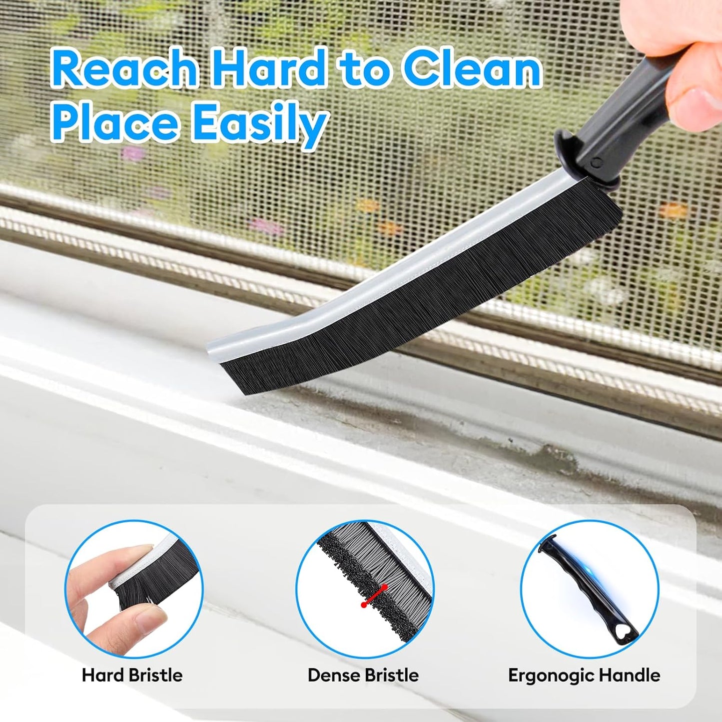Crevice Cleaning Brush, Thin Hard Bristle Crevice Cleaning Tool Supplies for Tight Place, 12Pcs Small Household Use Cleaning Set for Kitchen, Gout, Gap, Corner, Window Track, Cup, Teapot, Bottle