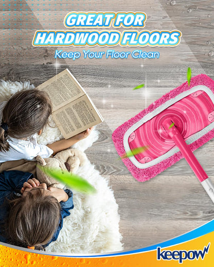 KEEPOW Reusable Mop Pads Compatible with Swiffer Sweeper Mop, Dry Sweeping Cloths for Swiffer Pads, 8 Pack Washable Microfiber Wet Mopping Cloth Refills for Surface/Hardwood Floor Cleaning