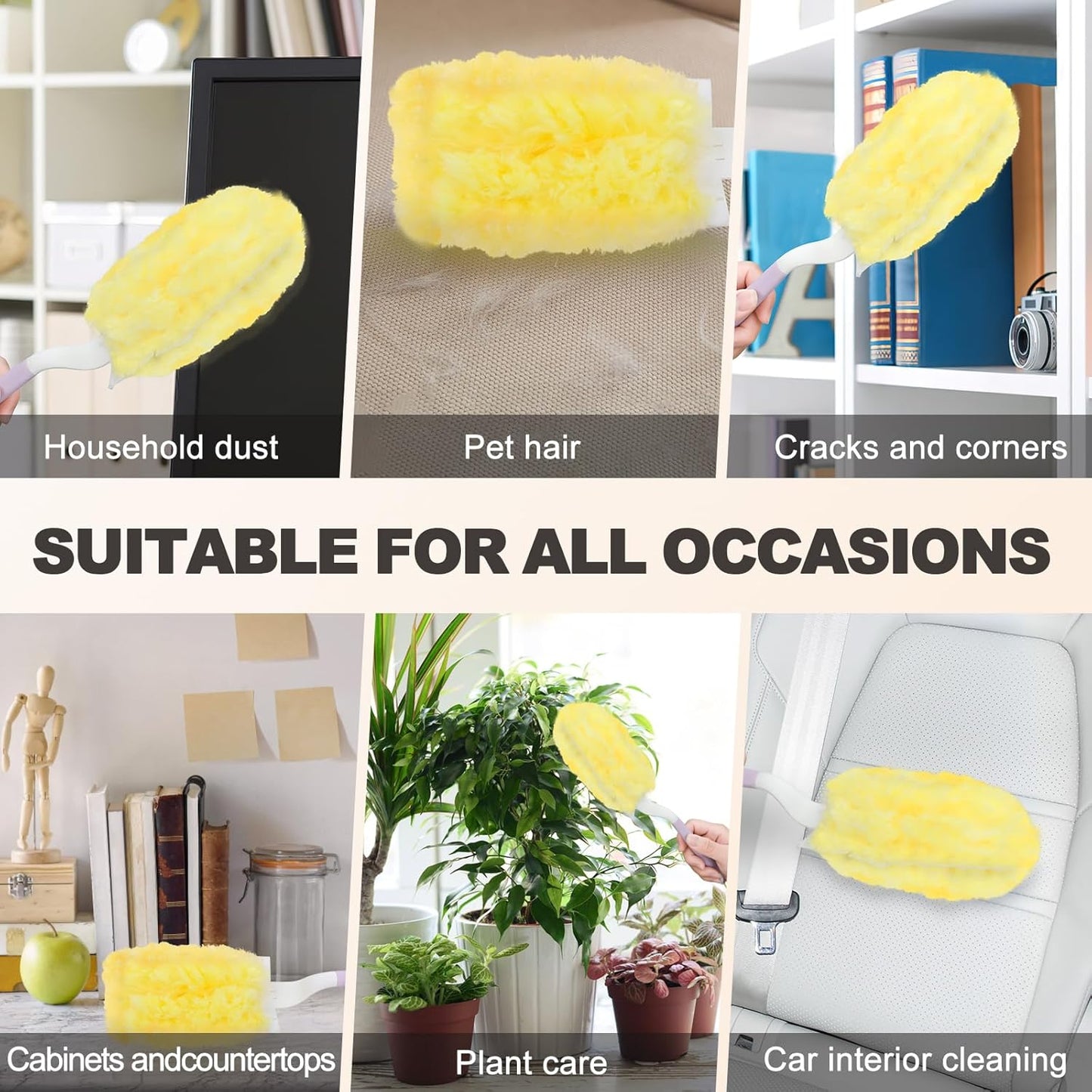 6 ft Long Handle Extendable Duster with 50 Refills for Swiffer Duster, Heavy Duty 360° Microfiber Dusting Kit for High Ceilings, Ceiling Fans, Tall Windows, and Hard-to-Reach Areas