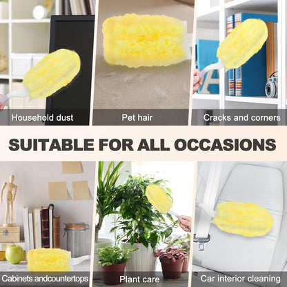 6 ft Long Handle Extendable Duster with 50 Refills for Swiffer Duster, Heavy Duty 360° Microfiber Dusting Kit for High Ceilings, Ceiling Fans, Tall Windows, and Hard-to-Reach Areas
