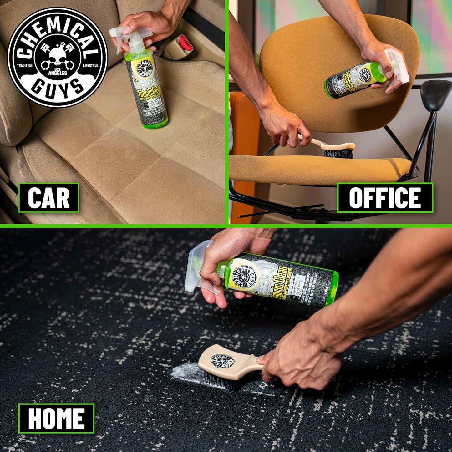 Chemical Guys Foaming Citrus Fabric Clean Carpet & Upholstery Cleaner - Car Carpet Cleaner Spray for Seats and Floor Mats, Removes Stains &Odors, Safe for Cars, Home and Office, 16 oz Citrus Scent