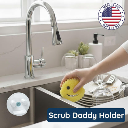 BeraTek Scrub Daddy Holder - Suction Cup Kitchen Sink Caddy - Keep Sponges Clean & Dry - Compatible with Sponge Daddy & Scrub Mommy - Mothers Day Gift for Mom - White, 1-Pack