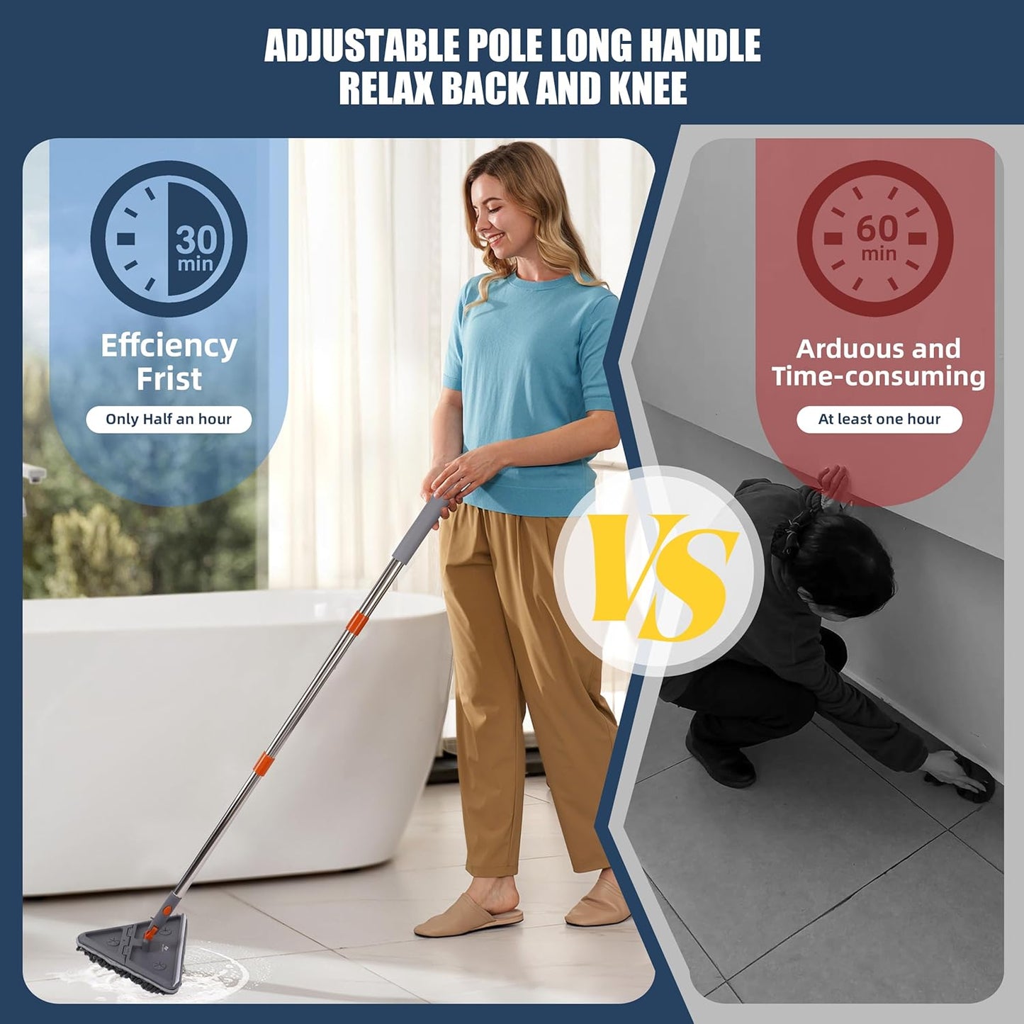 80" Extendable Wall Cleaner Mop with Rotating Head | 3-in-1 Adjustable Wall Mop with Microfiber Pads & Gloves | 360° Wall Cleaner with Long Handle for Windows, Floors & Baseboards