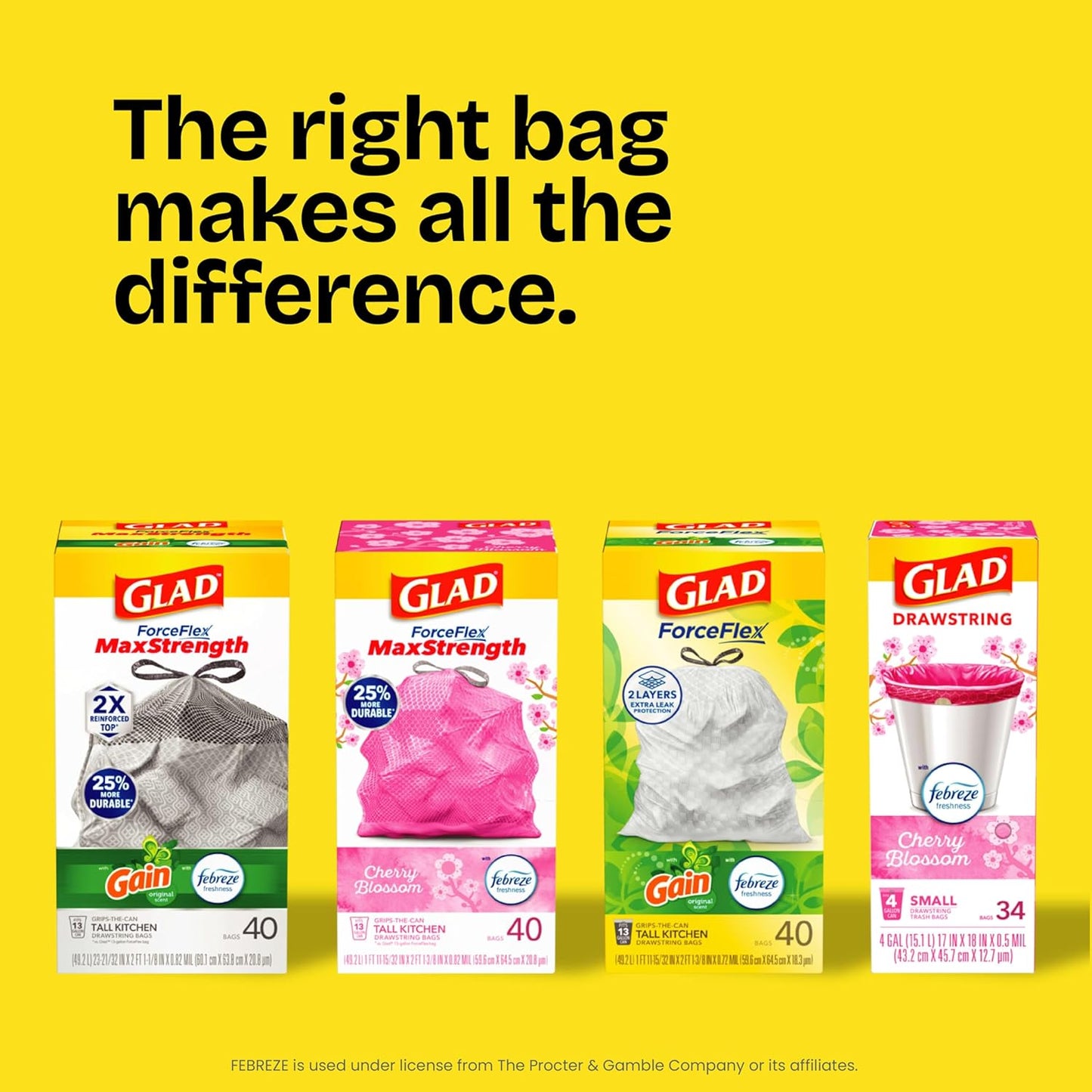 Glad ForceFlex Tall Kitchen Trash Bags, 13 Gallon, Gain Original, 140 Count (Package May Vary)