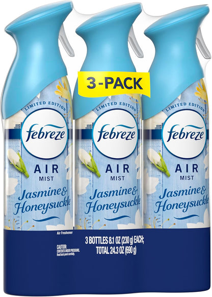 Febreze Air Mist, Air Freshener, Odor Fighting Room Spray, Deodorizer for Home Bathroom Kitchen Office Apartment, Lilac Sunrise, Warm Ocean Breeze, Summer Golden Hour Variety Pack, 8.1oz (Pack of 3)