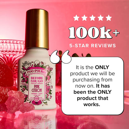 Poo-Pourri Before-You-Go Toilet Spray, Pink Citron, 2 Fl Oz, Up to 100 Uses, Bathroom Odor Deodorizer with Essential Oils for Home or Work, Travel Essentials, TSA Approved Size