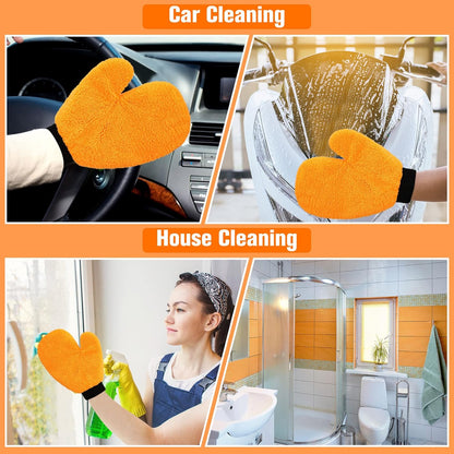 Remerry 6 Pcs Microfiber Mitts with Thumb for Cars Paint Wash Gloves Terry Weave Dusting Mitts