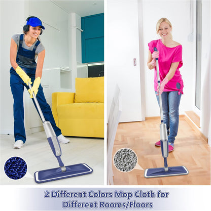Spray Wet Mops for Hardwood Floor Cleaning: MEXERRIS Floor Mop with 5 Washable Pads for Swiffer Powermop & 2 Refillable Bottles - Home Commercial Dust Dry Mops for Wood Laminate Vinyl Tiles Ceramic