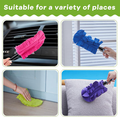 Zubebe 12 Pcs Duster Refill Reusable Fleece Duster Refills Feather Flat Dusters Multi Surface Washable Cleaning Pads Tools for Home, Blinds, Car, Pet, Furniture, Fans (Dark Color)