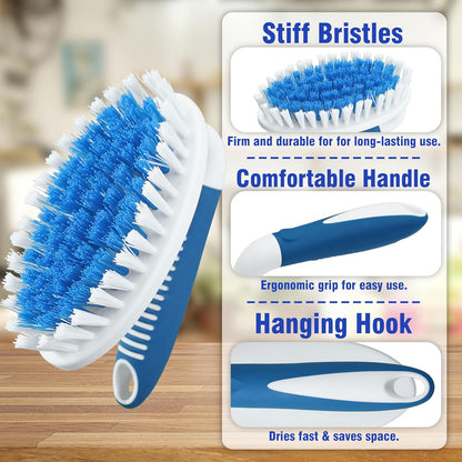 2 Pack Scrub Brushes, Cleaning Brush with Stiff Bristles, Handheld Scrubber for Bathroom, Shower, Tile, Carpet, Bathtub & Floor