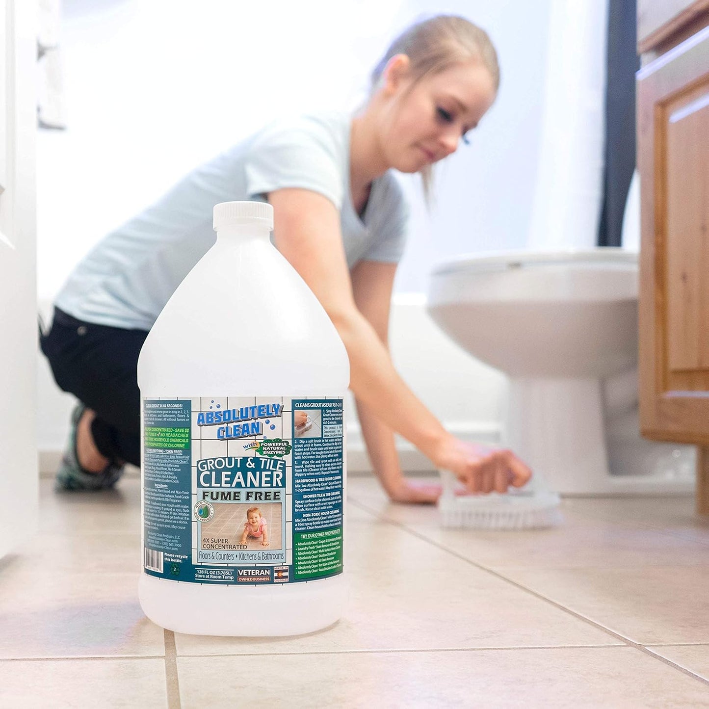 Absolutely Clean FAST GROUT CLEANER! - Professional Strength, Natural Enzyme Formula - Fast Acting, Fume Free - USA Made (16oz Cleans Up To 250 sq ft)