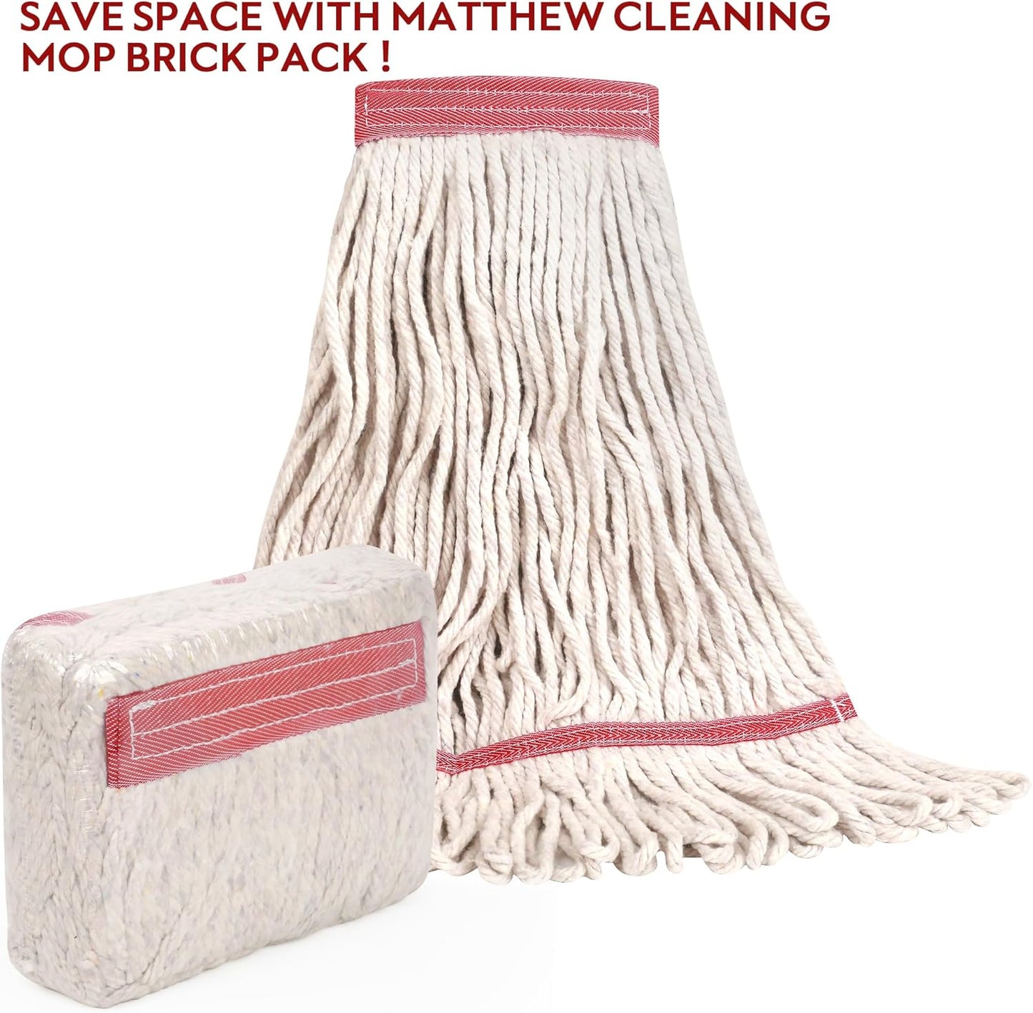 Matthew Cleaning Heavy Duty Mop Head Commercial Replacement for General and Floor Cleaning , Wet Industrial Blue Cotton Looped End String Head Refill (Pack of 6) Blue