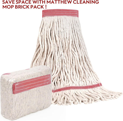 Matthew Cleaning Heavy Duty Mop Head Commercial Replacement for General and Floor Cleaning , Wet Industrial Blue Cotton Looped End String Head Refill (Pack of 6) Blue