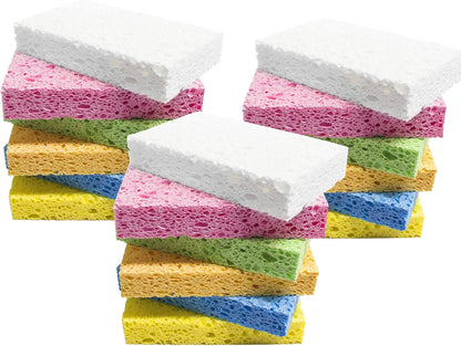 Cellulose Sponges,Heavy Duty Scrub Kitchen Sponge,Clean Tough Messes Without Scratching Sponges Kitchen,Pop Up Eco Sponges DIY Orange (6 Pack)