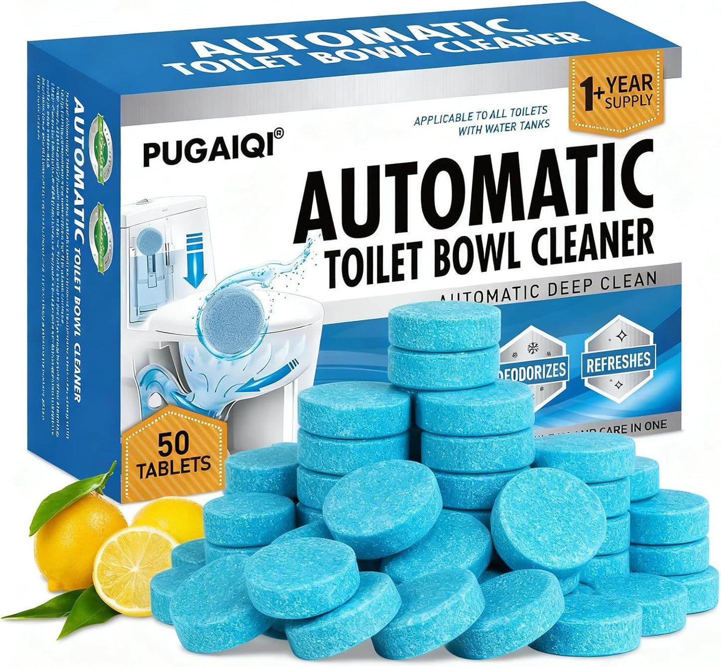 Toilet Bowl Cleaner Tablets Blue Toilet Tank Cleaners,blue toilet bowl tabletsHard Water Stain Remove, Effervescent Stain & toilet deodorizer， Automatic Toilet Cleaning & Deodorizer 50 Tabs YYDS