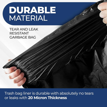 55 Gallon Large Trash Bags [39” X 56” – 20 Micron] 20 Black Contractor Garbage Bags | Heavy Duty Lawn Leaf Yard Waste Bags | 55-60 Gallon Extra Large Construction Industrial Plastic Trash Can Liners