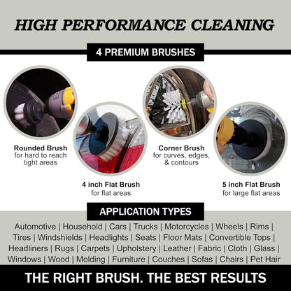 Nylon Drill Brush Attachment Set for Bathroom Cleaning - Power Scrubber Brush Kit for Bathtub, Shower, Tile, and Grout - All-Purpose Household Cleaning Brushes for Drill - Electric Grout Cleaner Kit