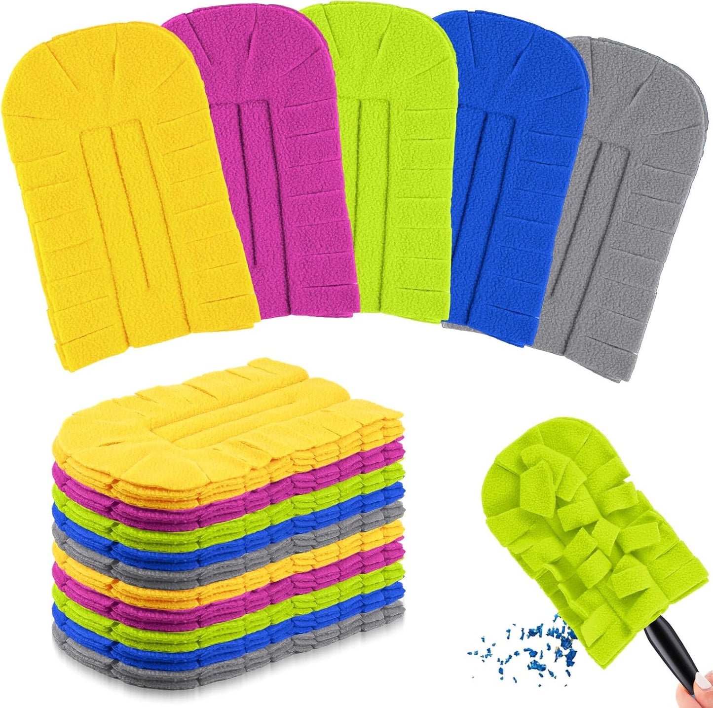 Zubebe 12 Pcs Duster Refill Reusable Fleece Duster Refills Feather Flat Dusters Multi Surface Washable Cleaning Pads Tools for Home, Blinds, Car, Pet, Furniture, Fans (Dark Color)
