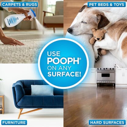 POOPH Pet Odor Eliminator Spray for Dogs & Cats — Urine, Poop & Pee Odor Remover for Carpet, Furniture, Hard Floors & Litter Box — Pet Stain & Smell Eliminator for Home, Unscented, 32 oz