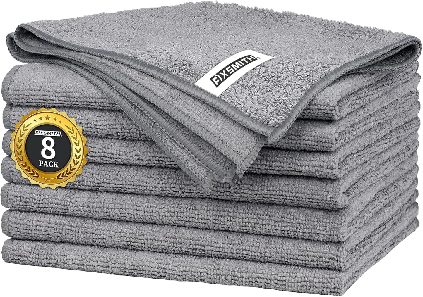 FIXSMITH Microfiber Cleaning Cloth - Pack of 8, Size: 12 x 16 in, Multi-Functional Cleaning Towels, Highly Absorbent Cleaning Rags, Lint-Free, Streak-Free Cleaning Cloths for Car Kitchen Home