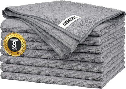 FIXSMITH Microfiber Cleaning Cloth - Pack of 8, Size: 12 x 16 in, Multi-Functional Cleaning Towels, Highly Absorbent Cleaning Rags, Lint-Free, Streak-Free Cleaning Cloths for Car Kitchen Home