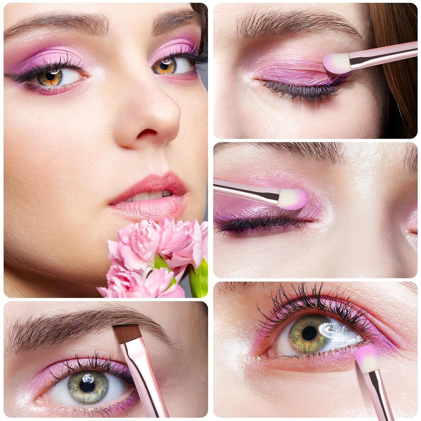 Eye Makeup Brush Set, 6 Pcs Professional Blending Eyeshadow Makeup Brushes for Concealer Eyebrows Eyeliner, Soft Hairs & Wood Handle