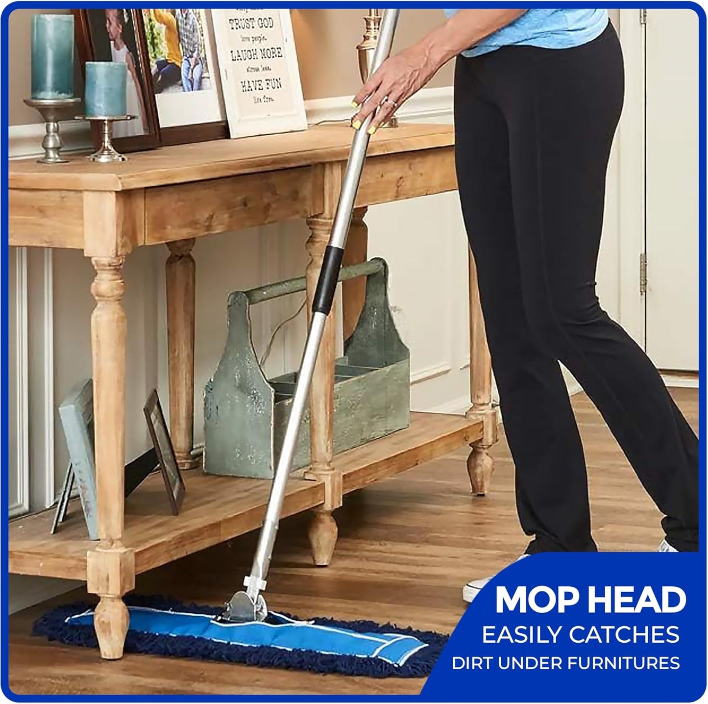 Nine Forty 36-Inch Premium Nylon Dust Mop Replacement Head - Heavy Duty Mop Head Refill for Industrial, Commercial, and Residential Cleaning - Dry Floor Duster for Hardwood Surfaces - Blue (1-Pack)