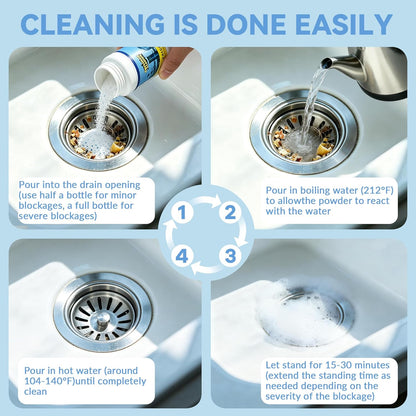 4PCS Sink and Drain Cleaner - 15-30 min Fast-Acting Sink Drains Cleaner - Gentle Formula Drain Clog Remover - Safe for All Pipes - Quick Dissolve Common Pipe Blockages